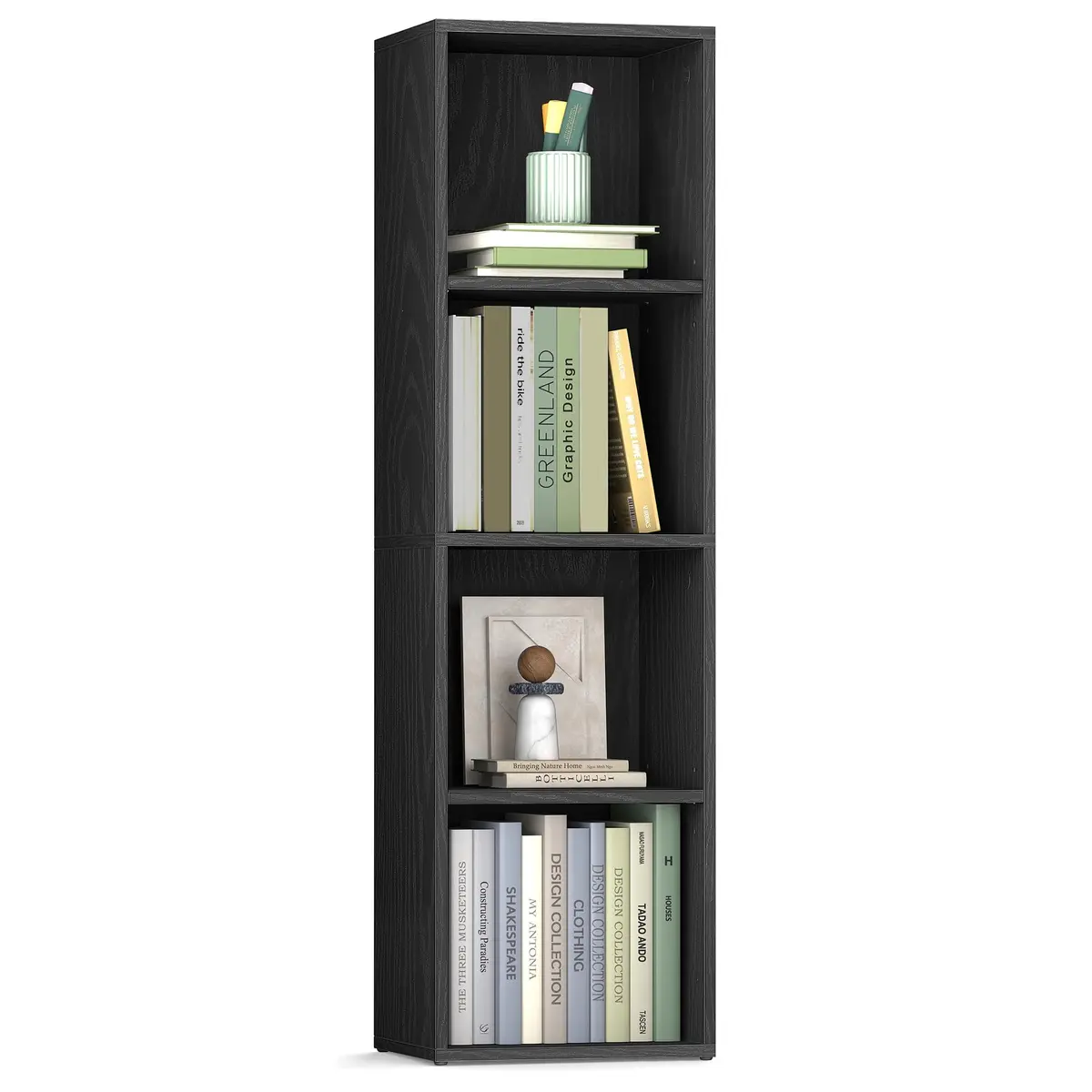 VASAGLE Estante de Livros 4 Níveis, Prateleira de Cubos | Unidade de Armazenamento, Compartimentos Abertos, Preto Ébano BRLBC434B01