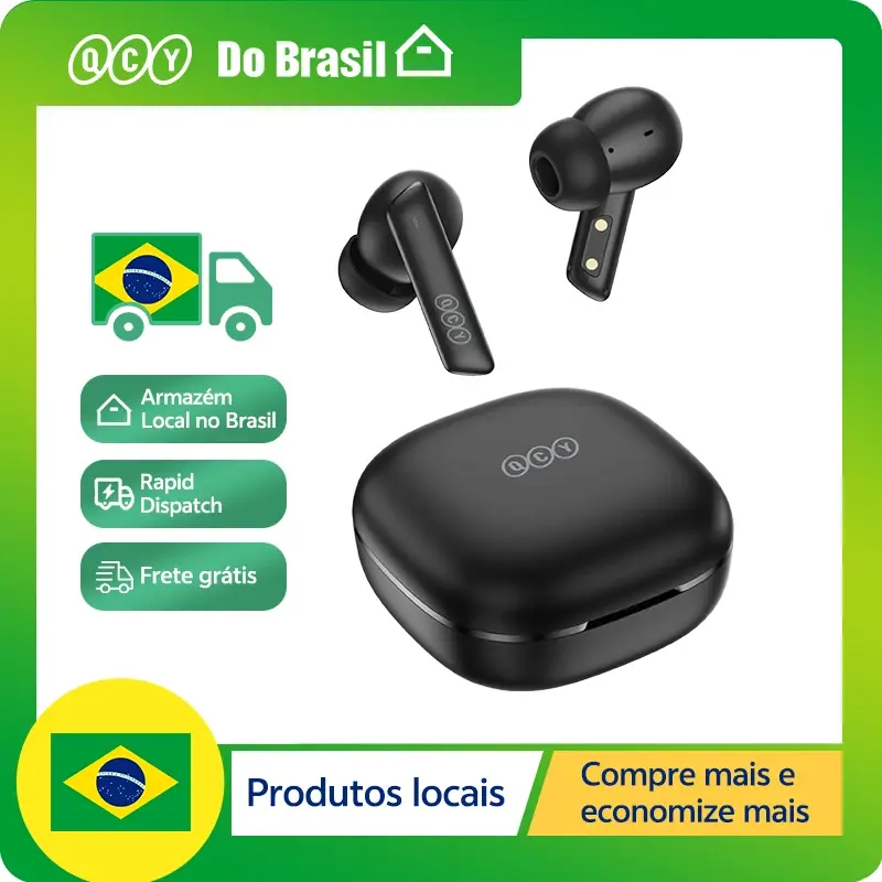 Qcy ht05 anc fones de ouvido sem fio 40db cancelamento de ruído ativo bluetooth 5.2 fones 6 microfone enc hd chamada fone de ouvido tws - 1