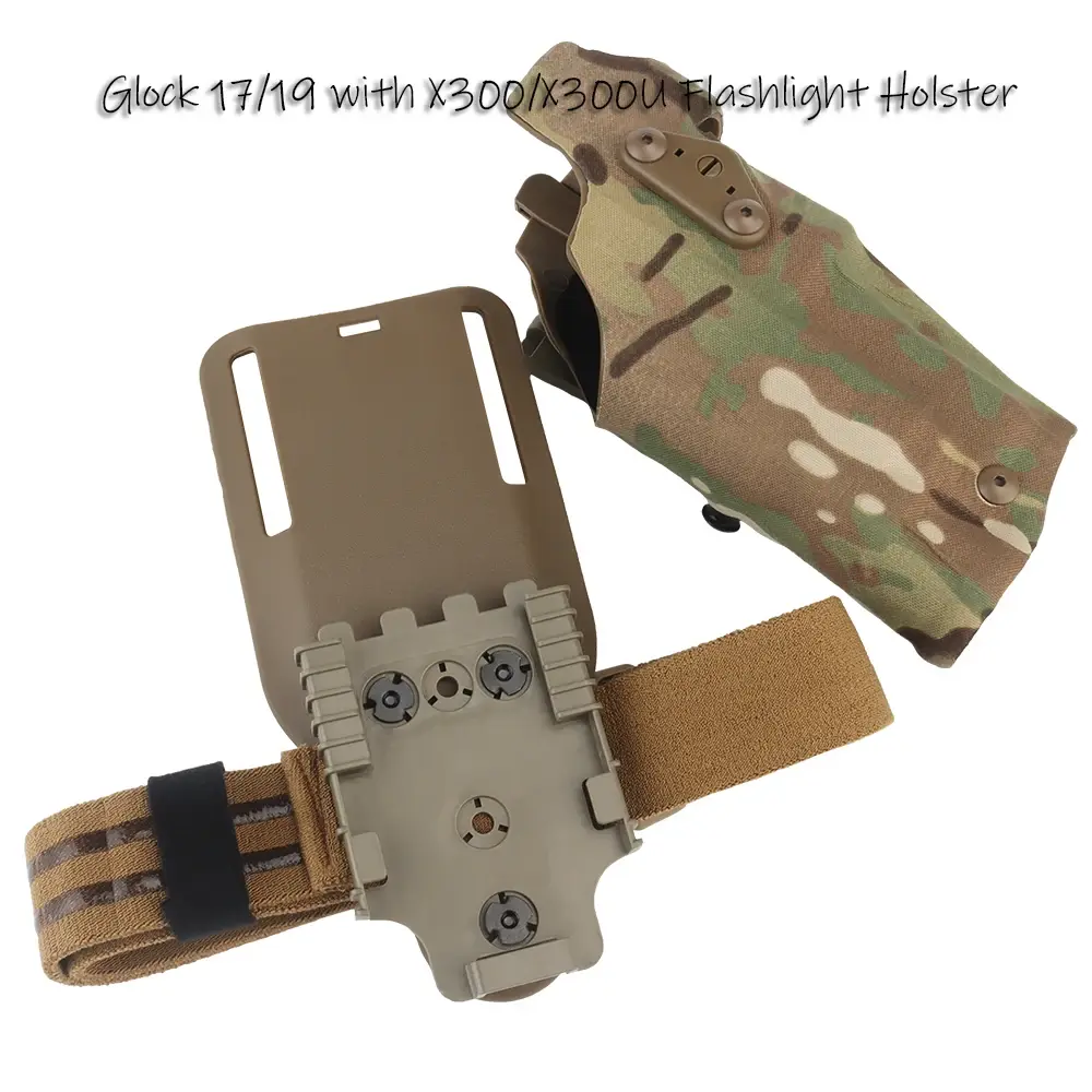 Coldre Tático 6354DO para Pistola Glock 17/19 com Lanterna X300/X300U Airsoft -832 ALS Coldre de Perna de Liberação Rápida - 1