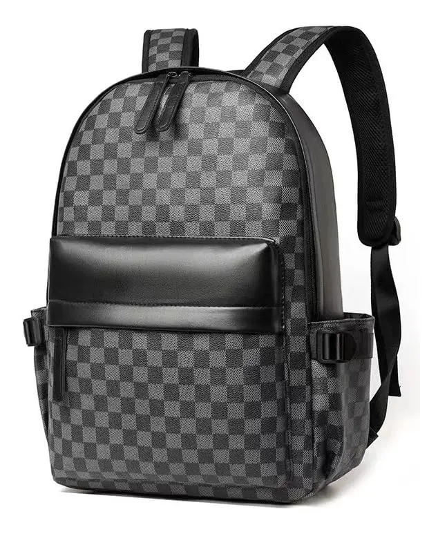 Mochila Elegante, Design Estampado, Fecho com Zíper, Couro Sintético, 2 Modelos Disponíveis