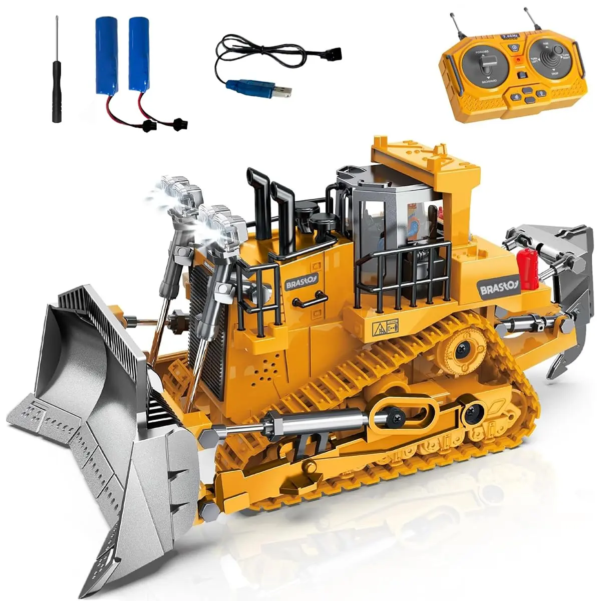 Bulldozer de Controle Remoto 2,4 Ghz - - Aminhão de Construção de Controle Remoto, Ideal para Crianças de 6 Anos ou Mais - 1