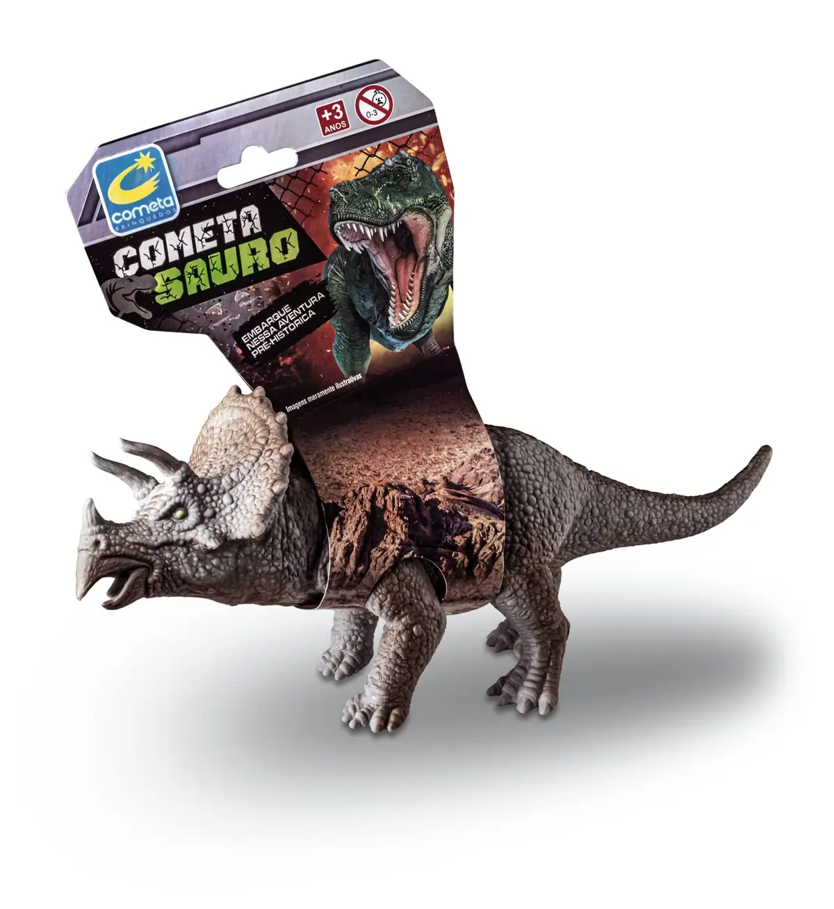 Cometa Sauro Dinossauro Triceratops Vinil Cartela - 1