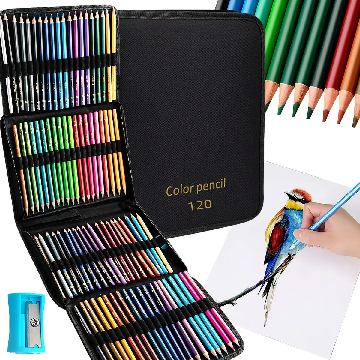 Lapis de Cor Profissional, 120 Cores Mais Vivas, com Estojo Portátil, Lapis de Colorir Macio e Aveludado para Desenho, Pintura, Esboço e Escrita, Presente Criativo para Adultos e Iniciantes