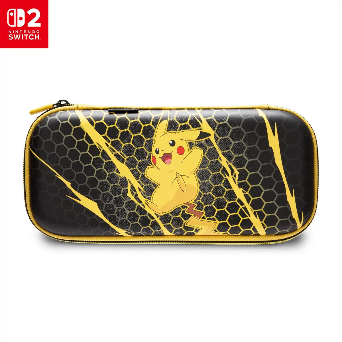 PowerA Case Slim de Proteção para Nintendo Switch 2 - Pikachu Storm, Oficialmente licenciado, Estojo de proteção, Armazena até 10 cartões de jogo, Protetor de Tela acolchoado, Suporte integrado para jogar