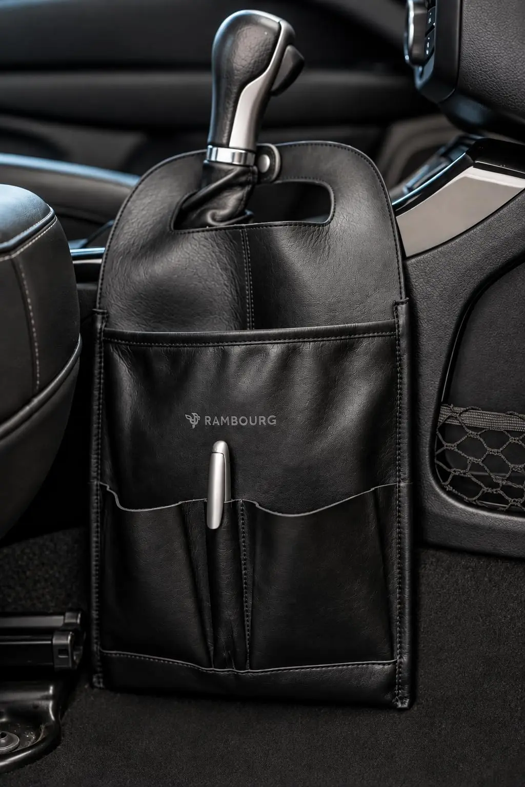 Porta-Objetos Veicular em Couro Legítimo – Organizador Automotivo Premium - Requinte e Luxo (Preto)
