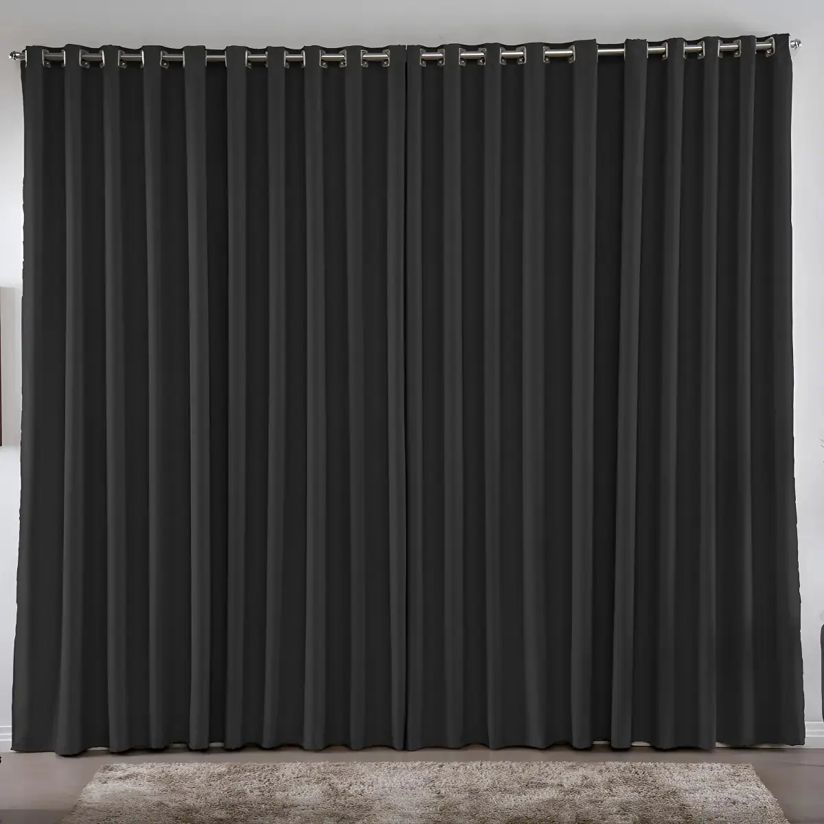 Cortina 4,00x2,80 Metros Blackout Blecaute Preto Corta Luz Em Tecido Grosso Para Quarto E Sala Texfine