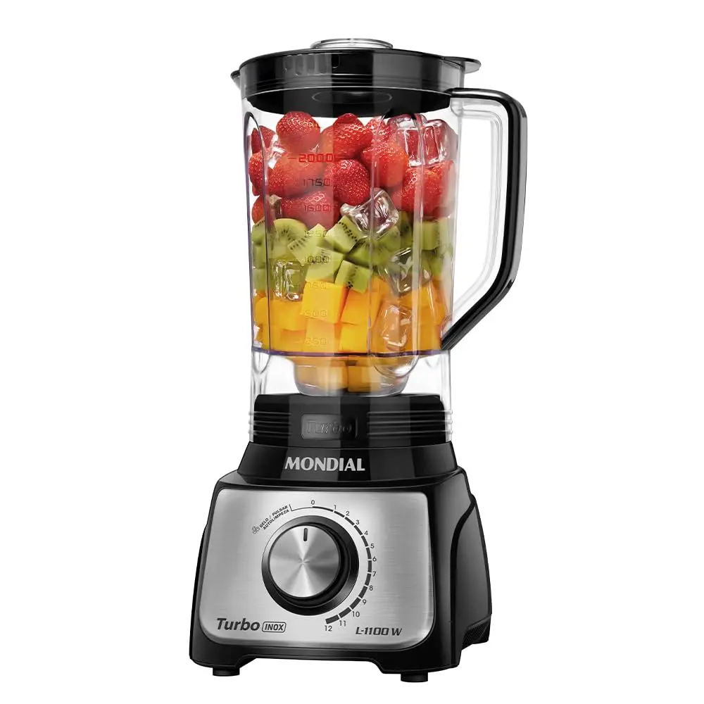 Mondial Liquidificador Turbo, Preto/Inox, 1100W, 110V - L-1100 Bi - 1