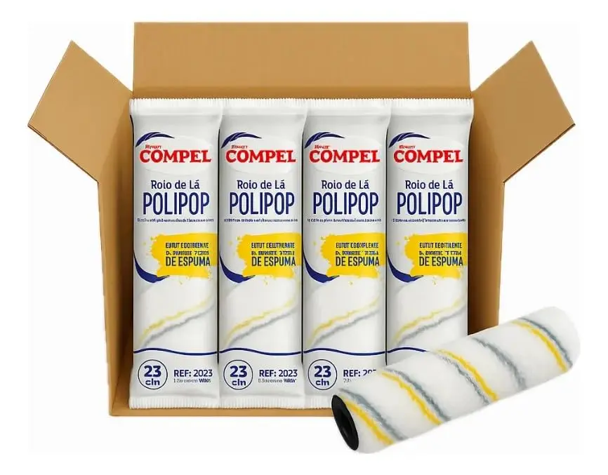 Rolo Pintura 23cm Cx Fechada C/ 4 Rolo Microfibra Polipop Sem Respingo | Rolos Para Pintura