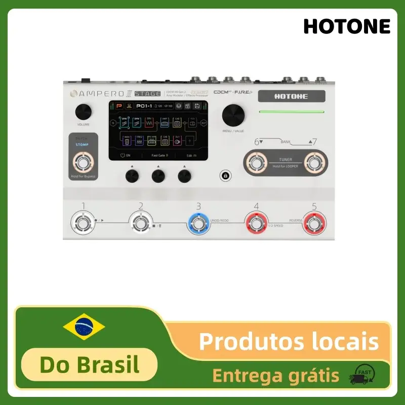 HOTONE Ampero II Stage Brasil Pedal Multi-Efeitos com Tela Sensível ao Toque para Guitarra e Baixo, Modelagem de Amplificador, Suporte a Cadeias de Efeitos Duplos e NAM A2 IR - 1