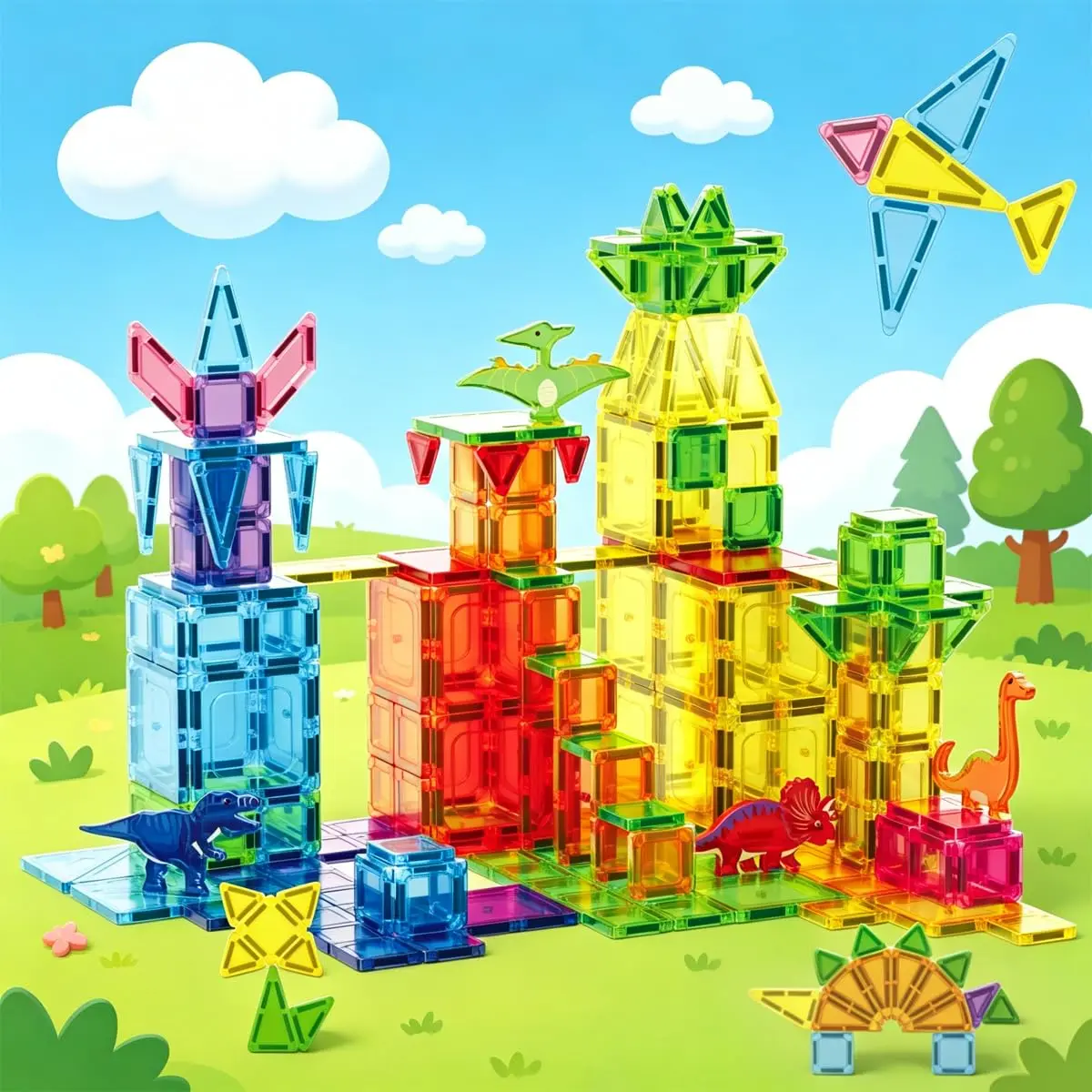 Brastoy Blocos de Montar Magnéticos Construção Infantil Brinquedos Educativo STEM (108 Peças)