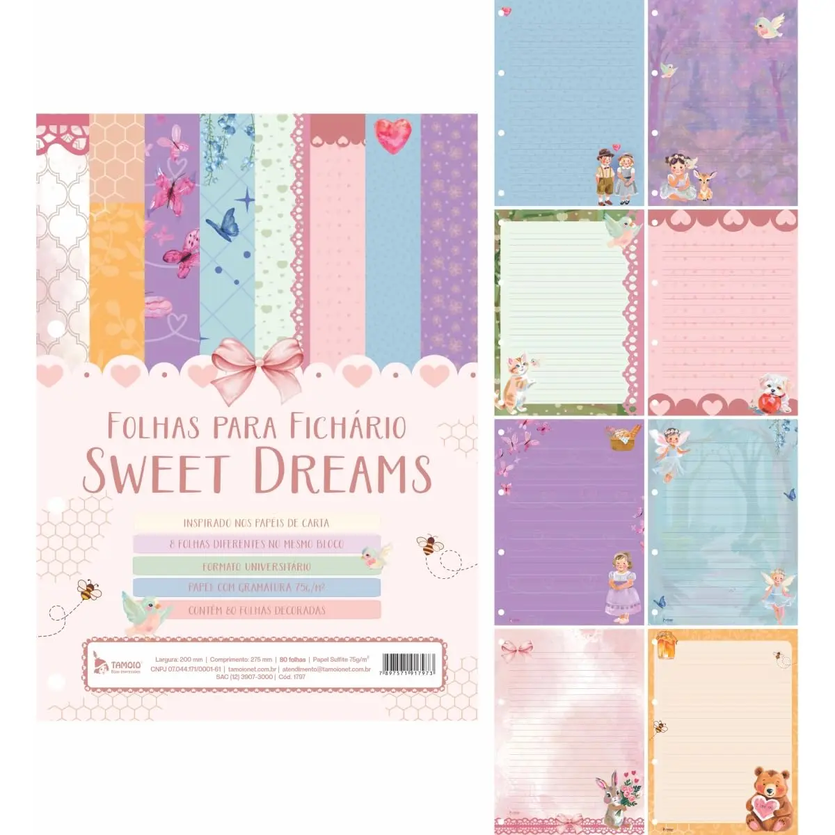 Bloco Papel de Carta, Tamoio, Sweet Dreams, 75 Gramas, 200 mm x 275 mm, Pacote com 4 - 1