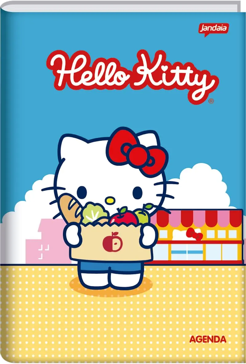 Jandaia - Agenda Permanente Escolar 134X200mm CD 192Pgs Hello Kitty Sacola Compras FSC - 1