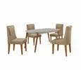 Mesa de Jantar Copper 120cm Tampo Canto MDF Vidro com 4 Cadeiras Isadora Moderna Mobilia - Bege - 1
