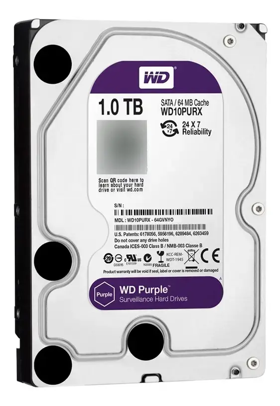 Disco roxo de 1 TB para vigilância por vídeo 24 horas por dia, 7 dias por semana, 365 dias por semana em violeta