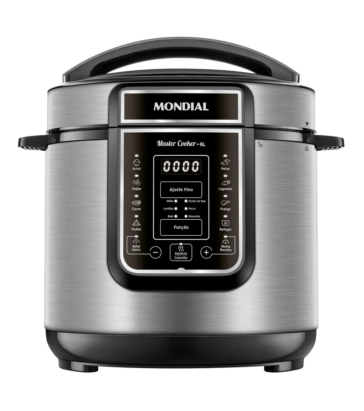 MONDIAL Panela de Pressão Elétrica Digital 6L, Preto/Inox, 1000W, 220V - PE-60-6L-I