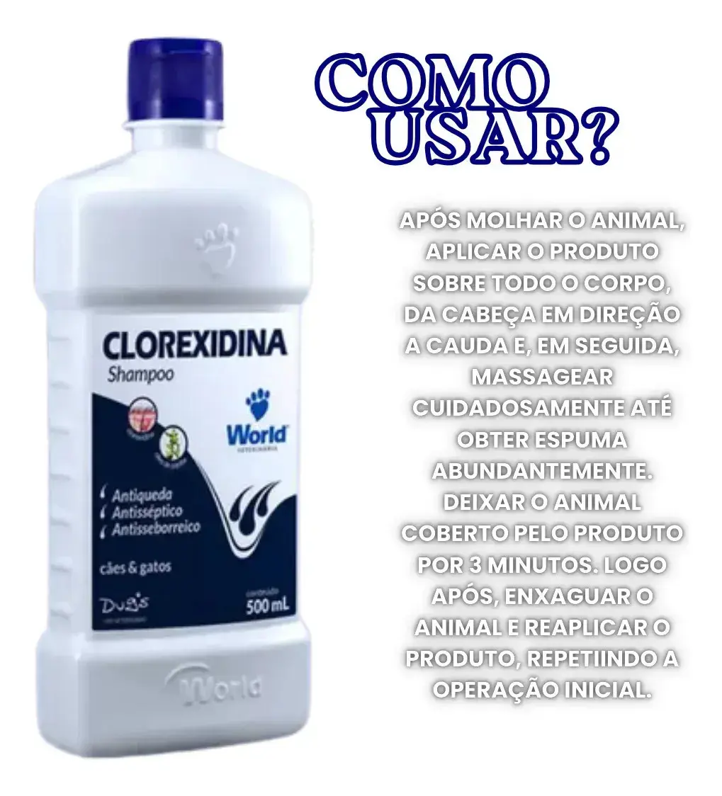 Shampoo para cães Clorexidina World Fragrância Suave Frasco 500 Ml thumbnail 3