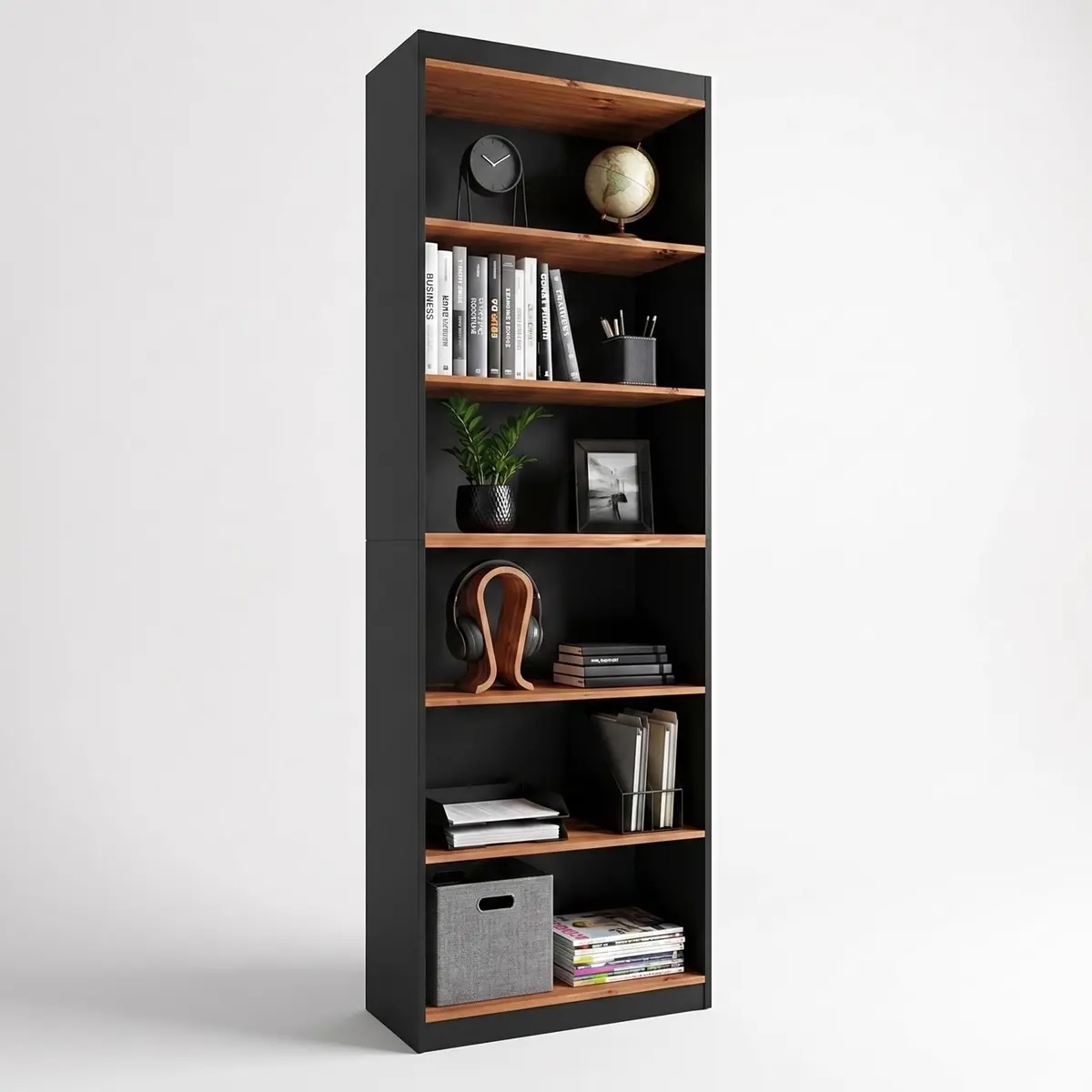 Estante Organizador Livreiro Gold 2 Módulos Preto/Nature | Prateleira, Para Sala Quarto Escritório