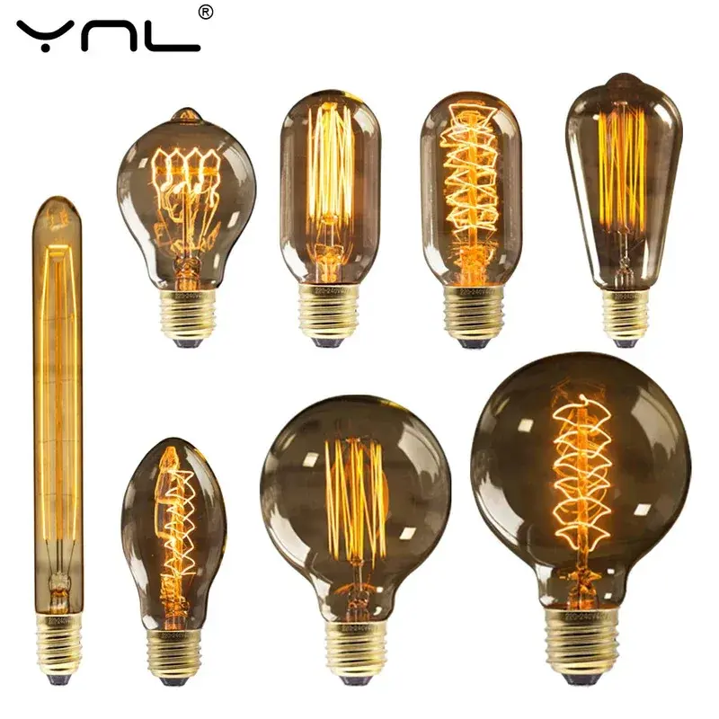 Lâmpada LED Vintage Edison com Filamento E27 220V 4W Regulável, Vidro Âmbar ST64 G80 G95 G125, Lâmpada Retro para Decoração de Casa - 1