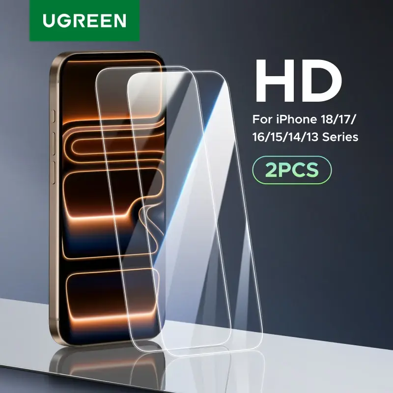 Protetor de Tela UGREEN (2 Peças) para iPhone 18 17 16 15 14 13 Pro Max, Vidro Temperado para iPhone 16 Plus, Película Protetora 15 Pro