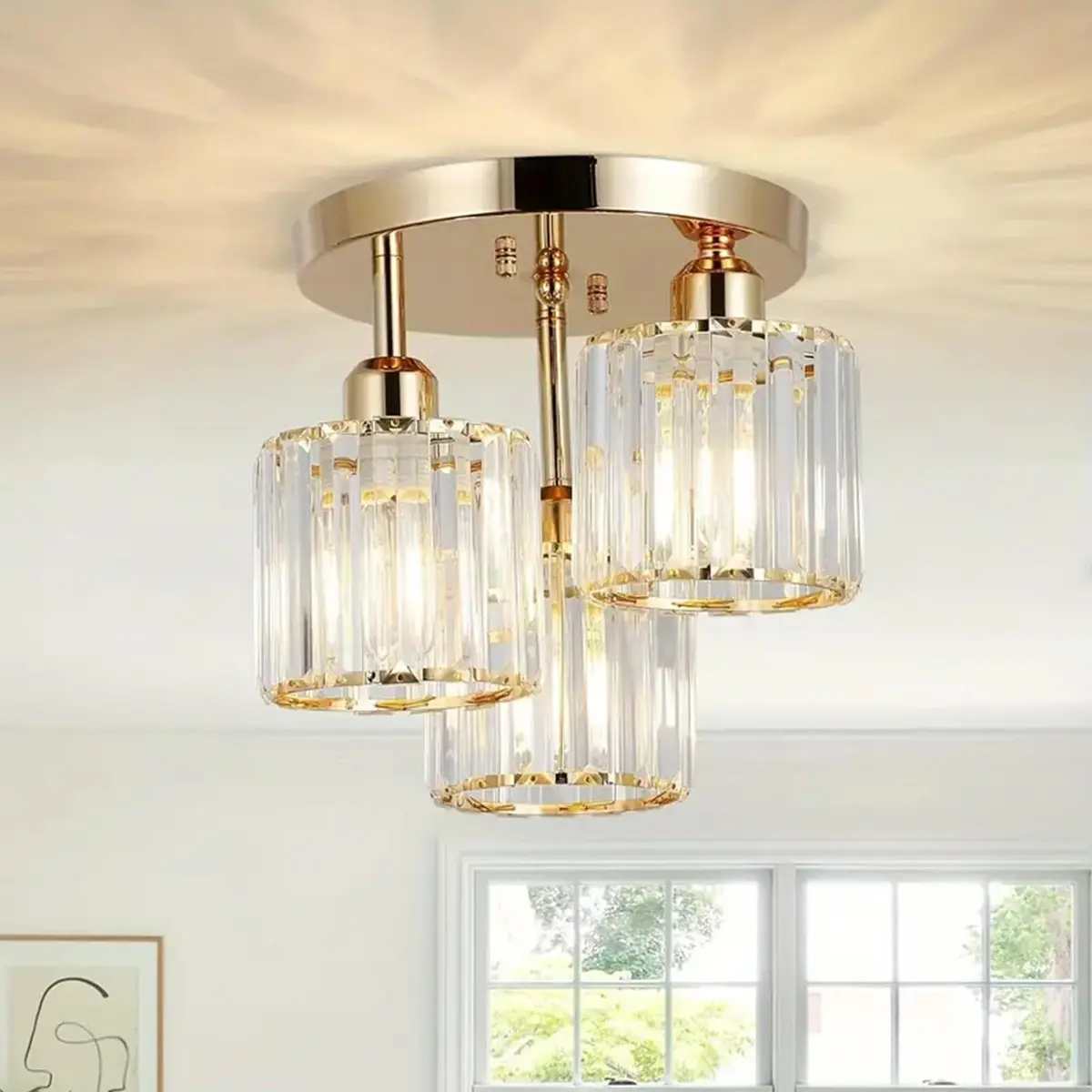 EKROTOK Luminária Pendente de LED, Luminária de Teto para Sala de Jantar, Quarto, Cozinha, Café, Lustre de LED Pendente, Luz De Teto (85-265V) (Ouro) - 1