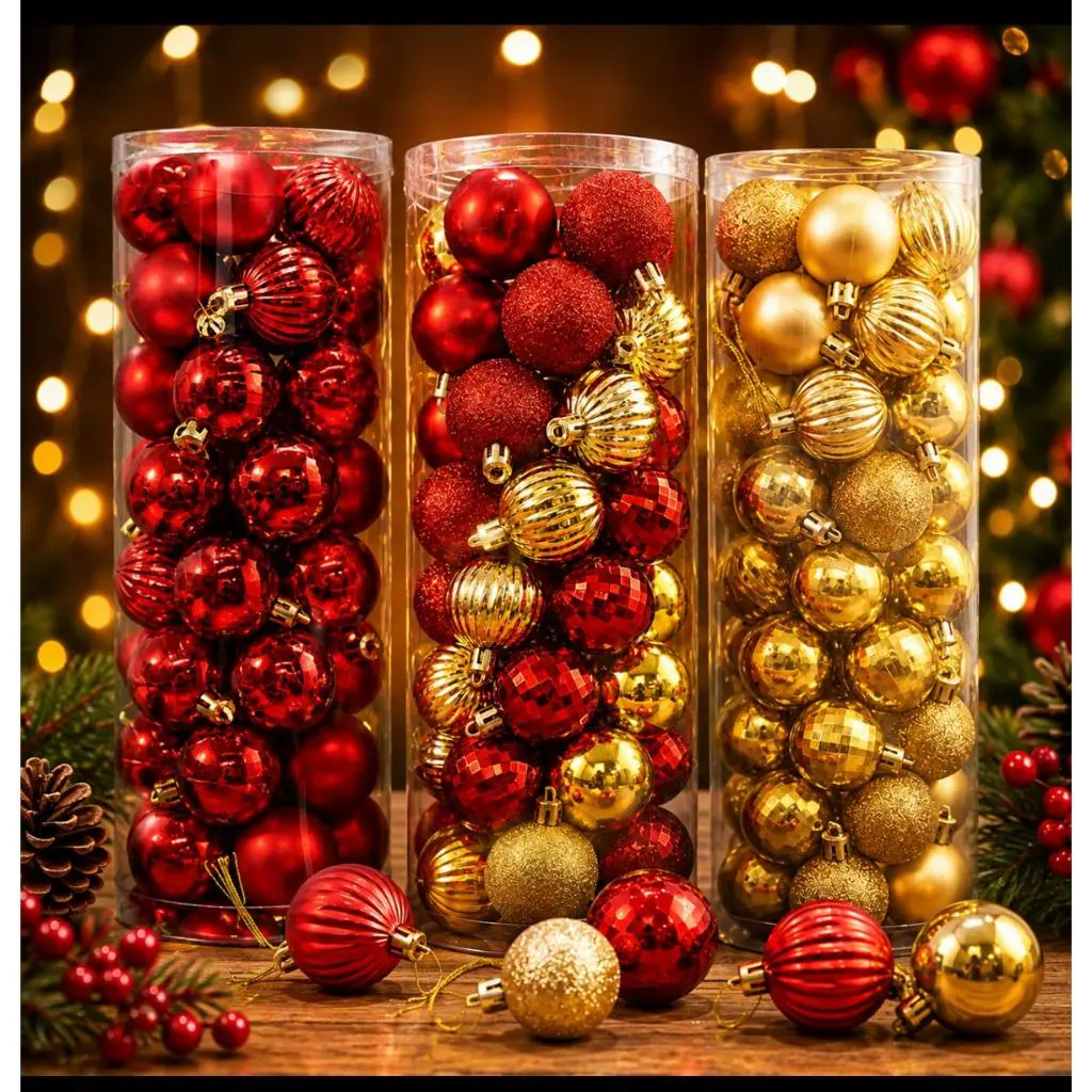 Kit 45 Bolas de Natal Bolinhas Decoração Árvore Enfeites Natalina Pendentes Premium - 1