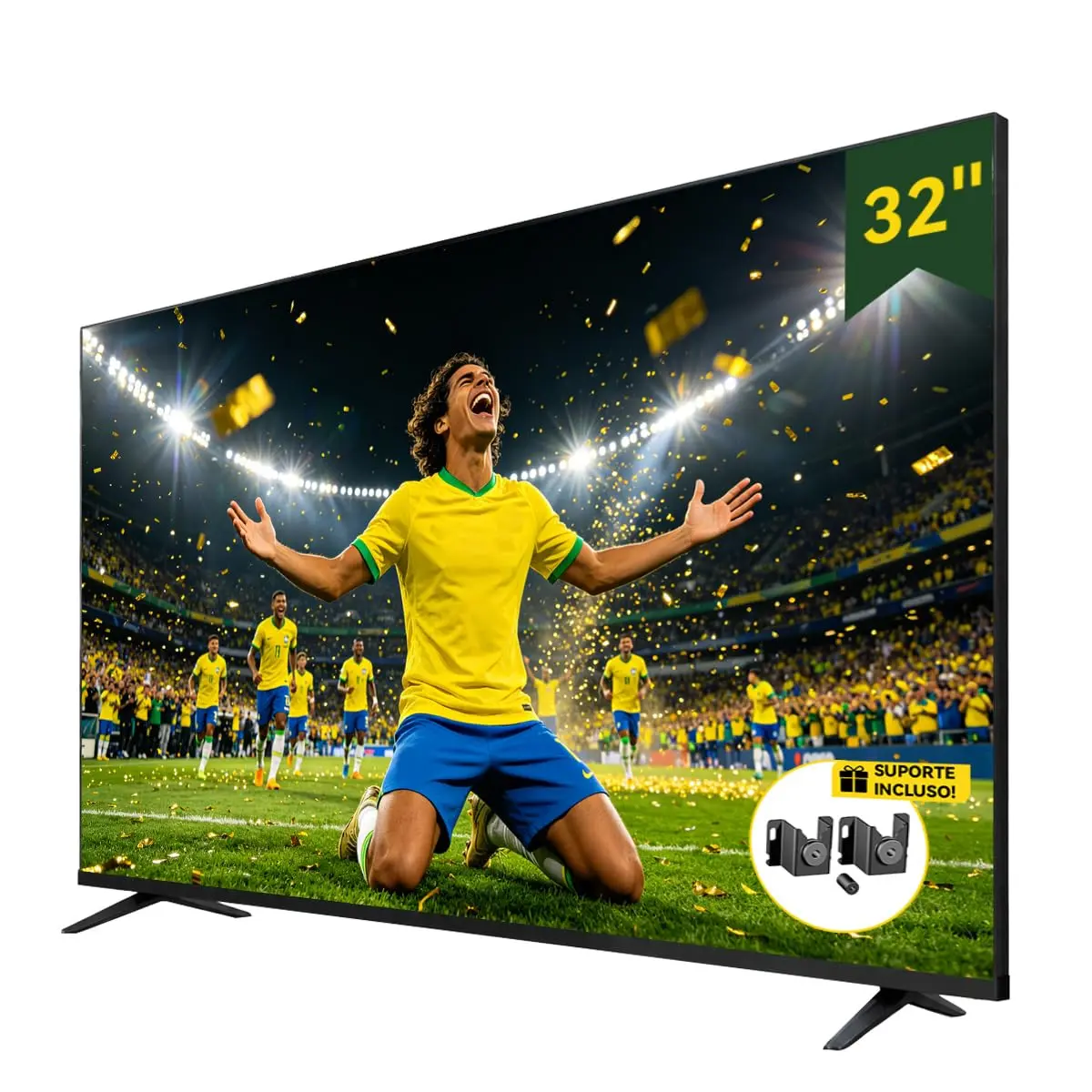 TV inteligente de 32" com Wi-Fi 6 dual band 2.4/5GHz, Bluetooth, assistente de voz nativo. Tela ADS HD 1366x768. 2 HDMI 2.0 + 2 USB. Apps de streaming do Brasil pré-instalados de fábrica. - 1