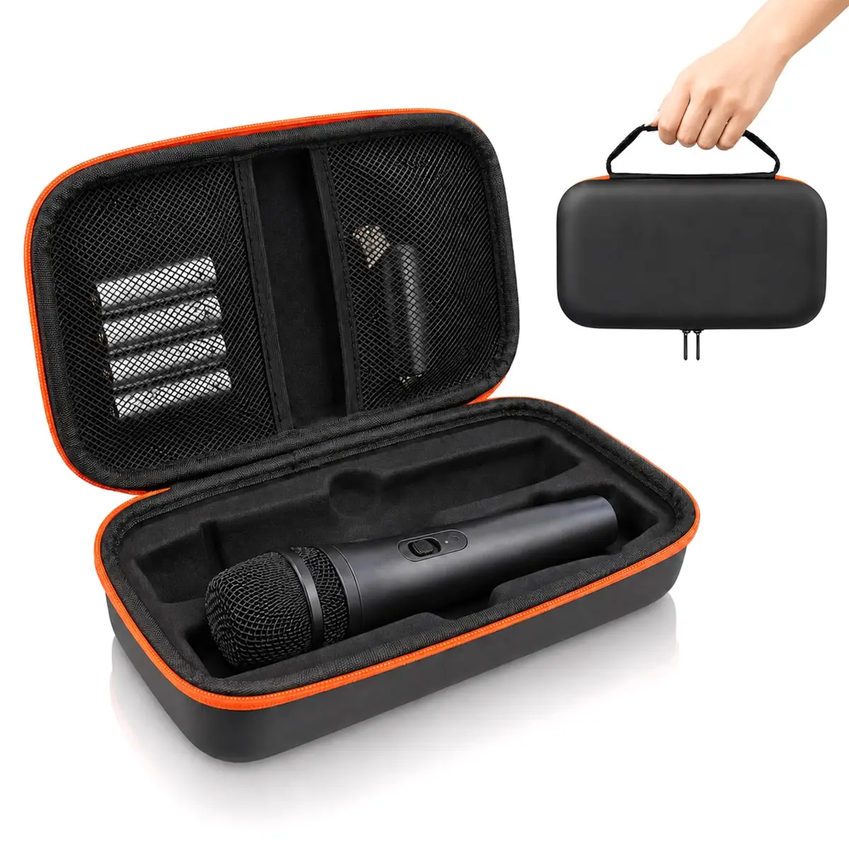 Dois Estojos de Proteção para Microfones Sem Fio, Bolsas para Armazenamento de Microfones com Zíperes e Compartimentos Internos