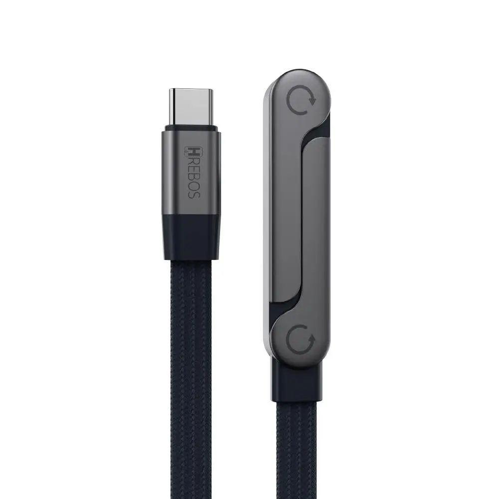 Cabo Type-C Turbo 240W 1,5m Nylon Trançado com Suporte Dobrável compatível com iPhone Samsung Galaxy Xiaomi - 1