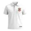 Polo Corinthians Masculina Branca Bordada - 1