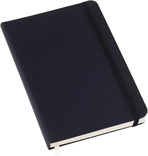 Caderno Com Pauta A5 Caderneta 80 Folhas 14x21 Capa Dura com Elástico Preto