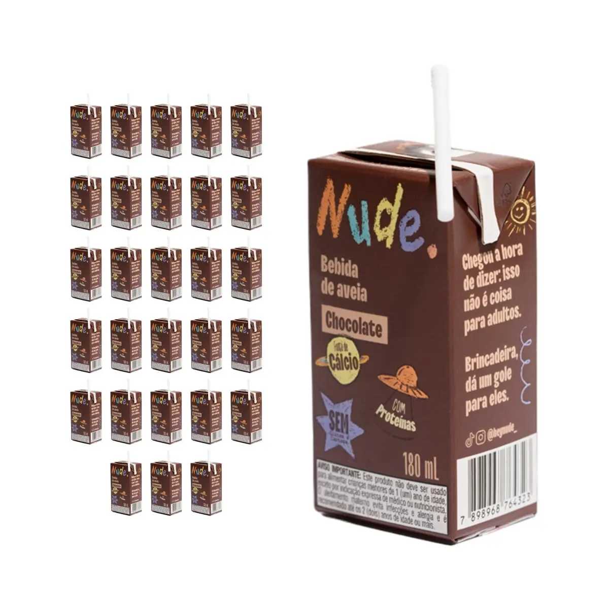 Nude Pack Bebida de Aveia Nudinho Chocolate 180ml - 27 unidades - 1