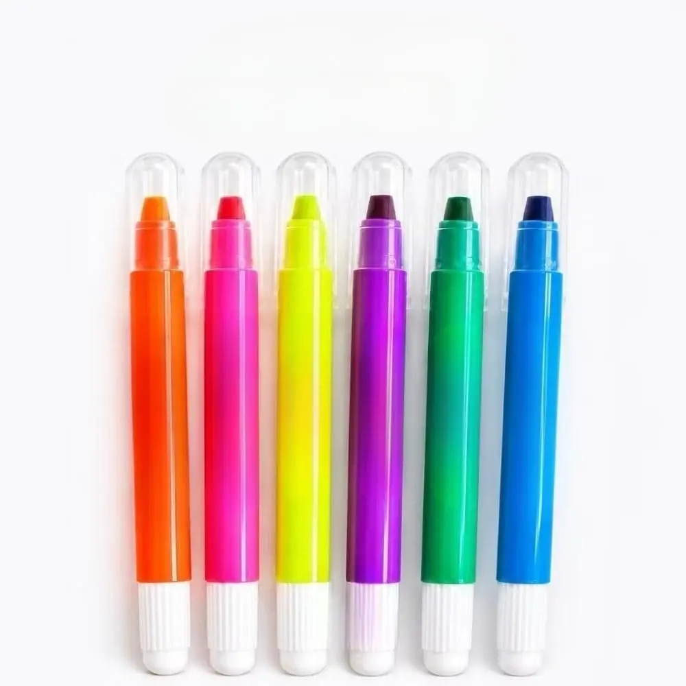Kit 6 Marca-Textos em Gel Neon Ponta Chanfrada para Estudos (KIT 6 CORES) | 6 unidades, tinta em gel à base de água, ponta chanfrada, cores neon, traços largos e finos, ideal para estudos