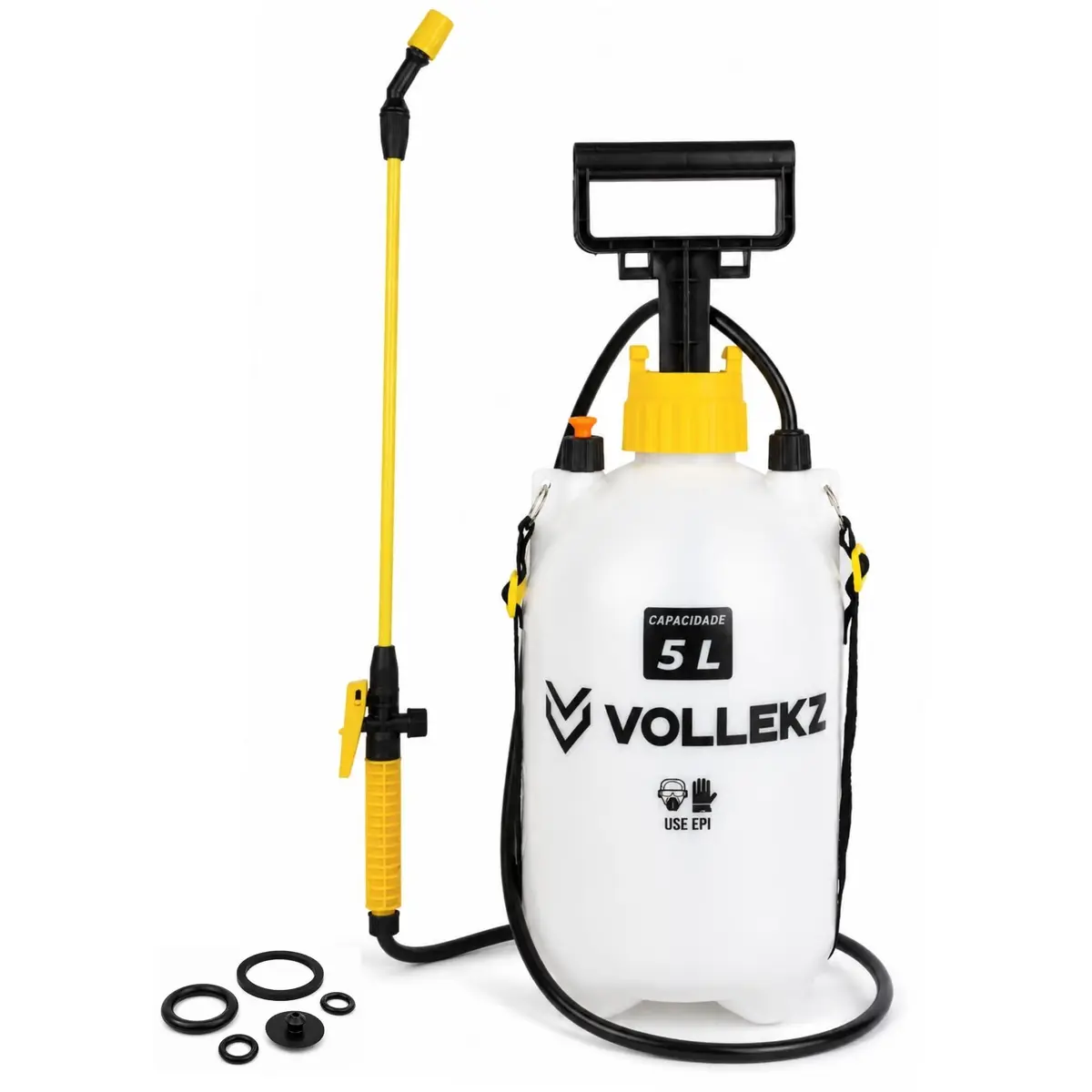 Pulverizador Lateral Manual Vollekz VKZ-5 5 Litros com Compressão Prévia, Bico Regulável, Válvula de Segurança e Alça Regulável – Ideal para Jardinagem, Limpeza e Desinfecção com Álcool 70%