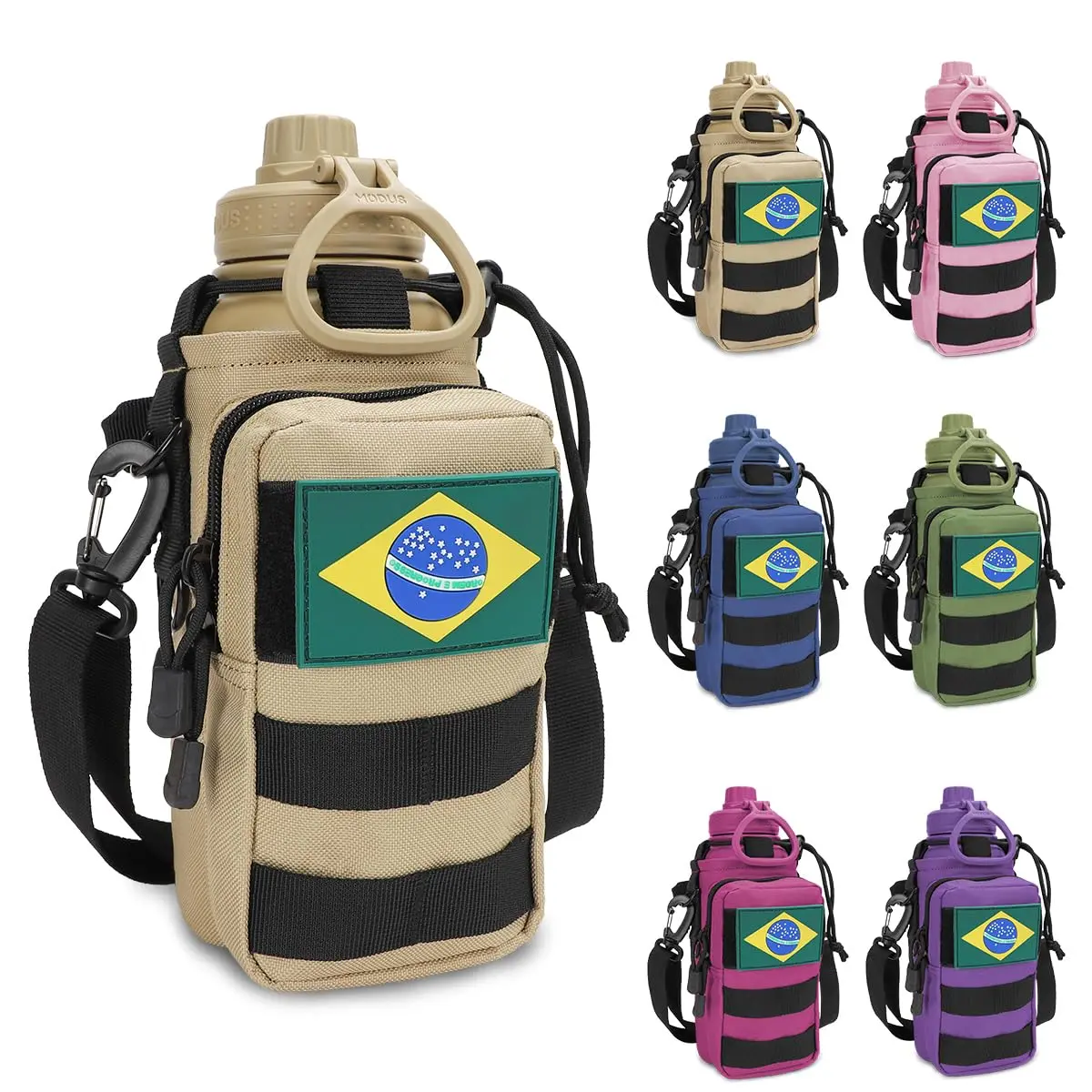 950mL Garrafa Térmica Aço Inoxidável Com Alça Paracord (Caqui Bolsa)