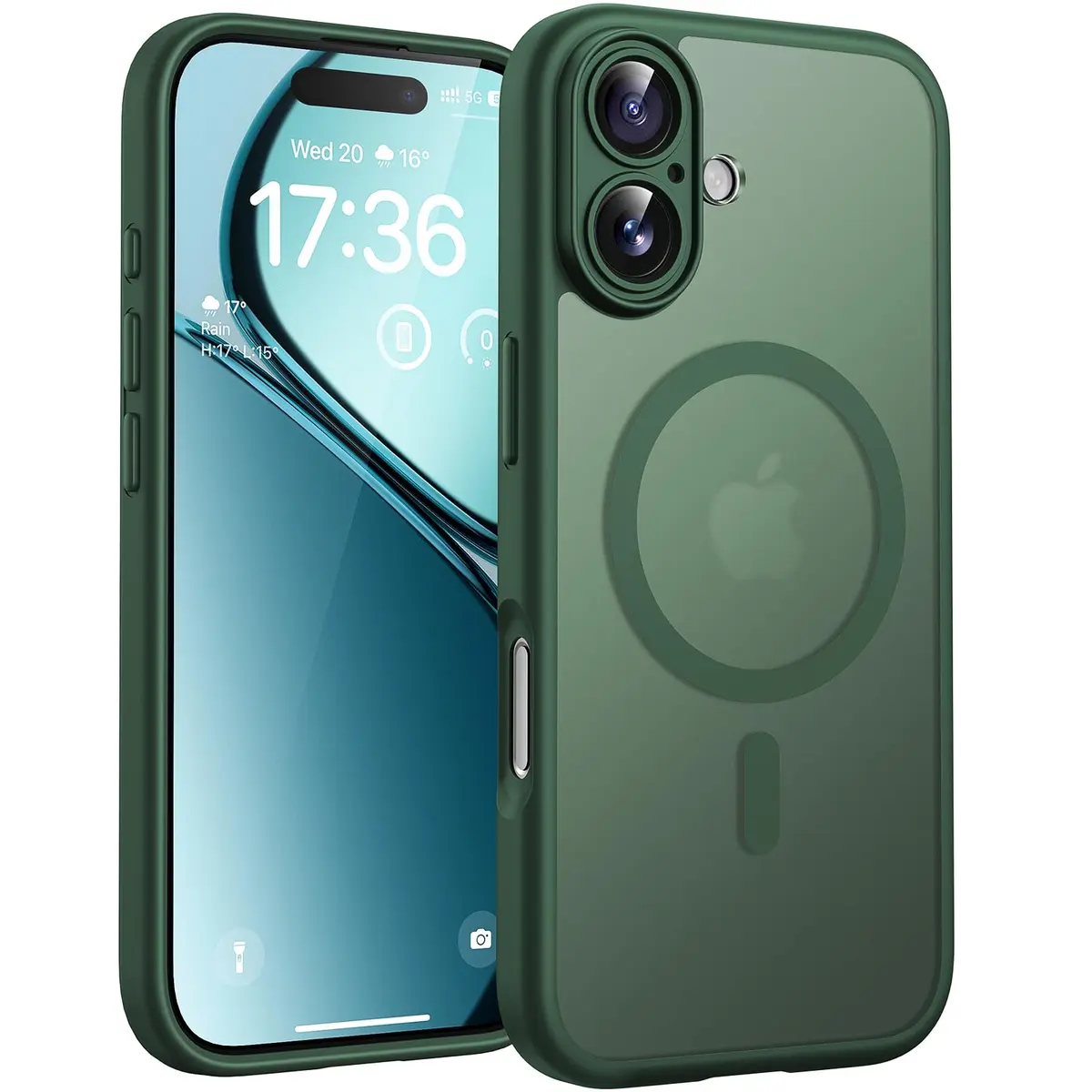TOCOL Capa Capinha para iPhone 17 Case 6.3 Pol, Verde Alpine | Compatível com MagSafe, Tampa da Câmera, Proteção Total e Militar, Antichoque, Anti-impressões, Fosco Translúcido - 1