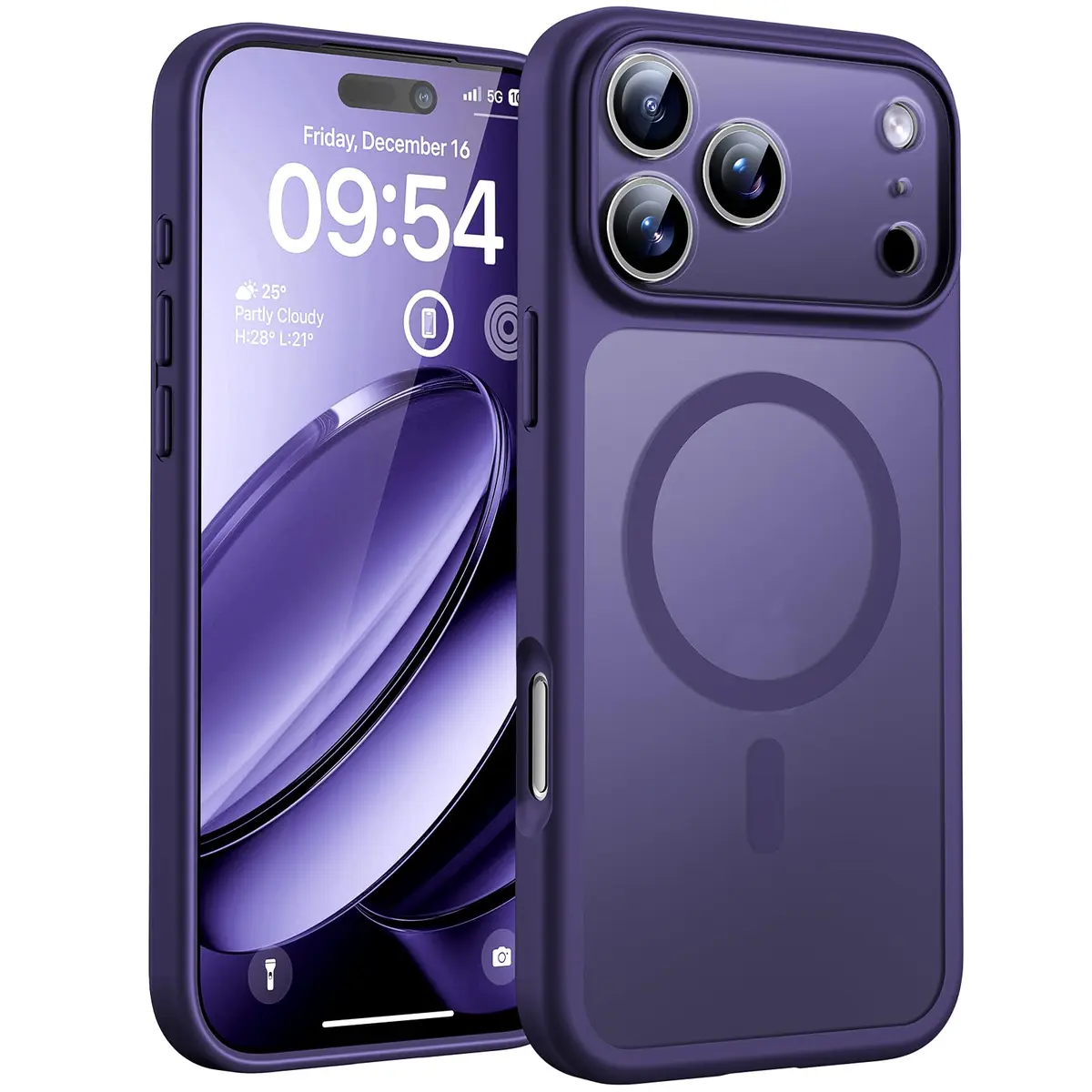 TOCOL Capa Capinha para iPhone 17 Pro Max Case 6.9 Pol, Roxo Escur | Compatível com MagSafe, Tampa da Câmera, Proteção Total e Militar, Antichoque, Anti-impressões, Fosco Translúcido