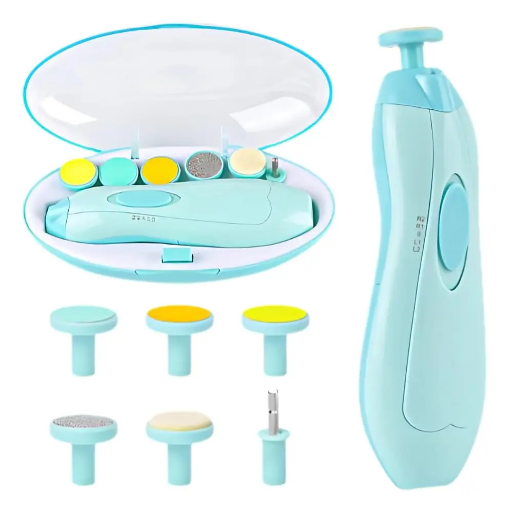 Cortador Aparador Lixa Unha Bebê Recém Nascido Elétrico Seguro Silencioso Luz Led Diversas Idades Kit Completo (Azul) - 1