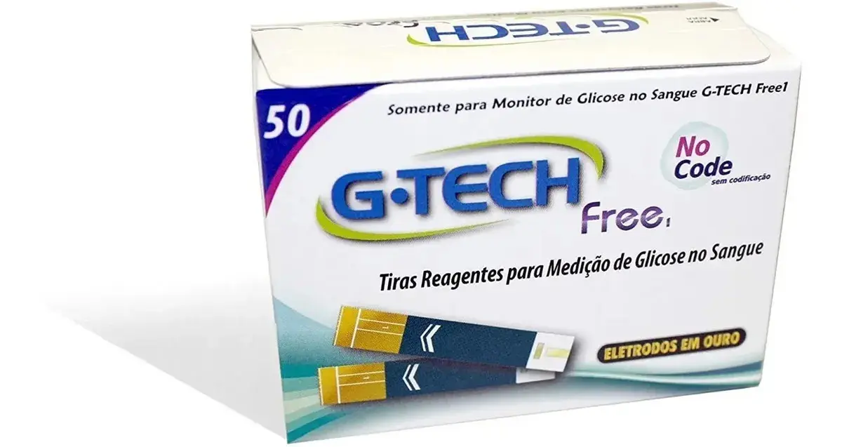 50 Tiras Reagentes de Glicemia G TECH FREE Para Medir Glicose