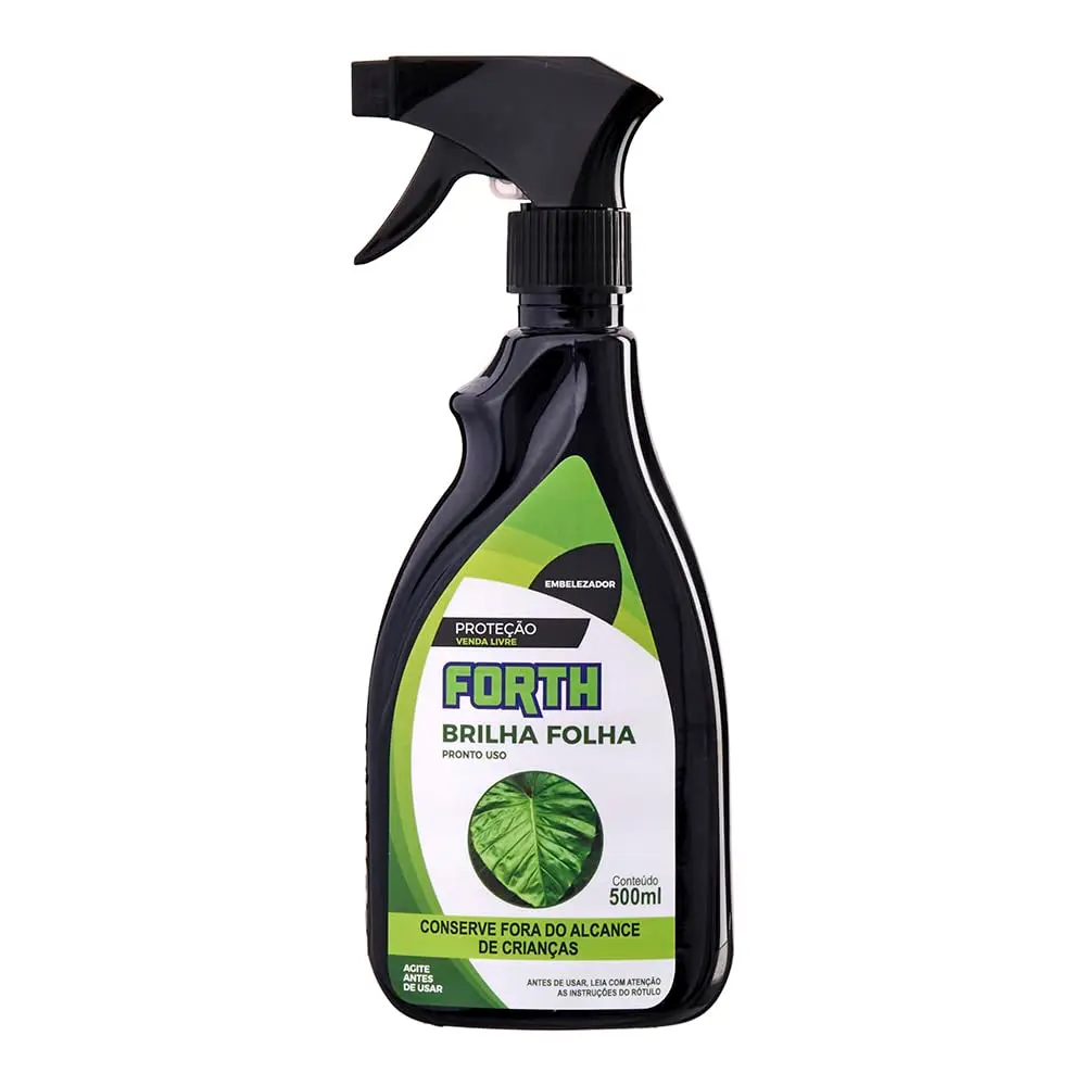 Forth Brilha Folha, Embelezador Foliar, Solução Lustral, Limpa Poeira, Tecnologia de Limpeza e Brilho, Líquido, Pronto Uso, 500ml