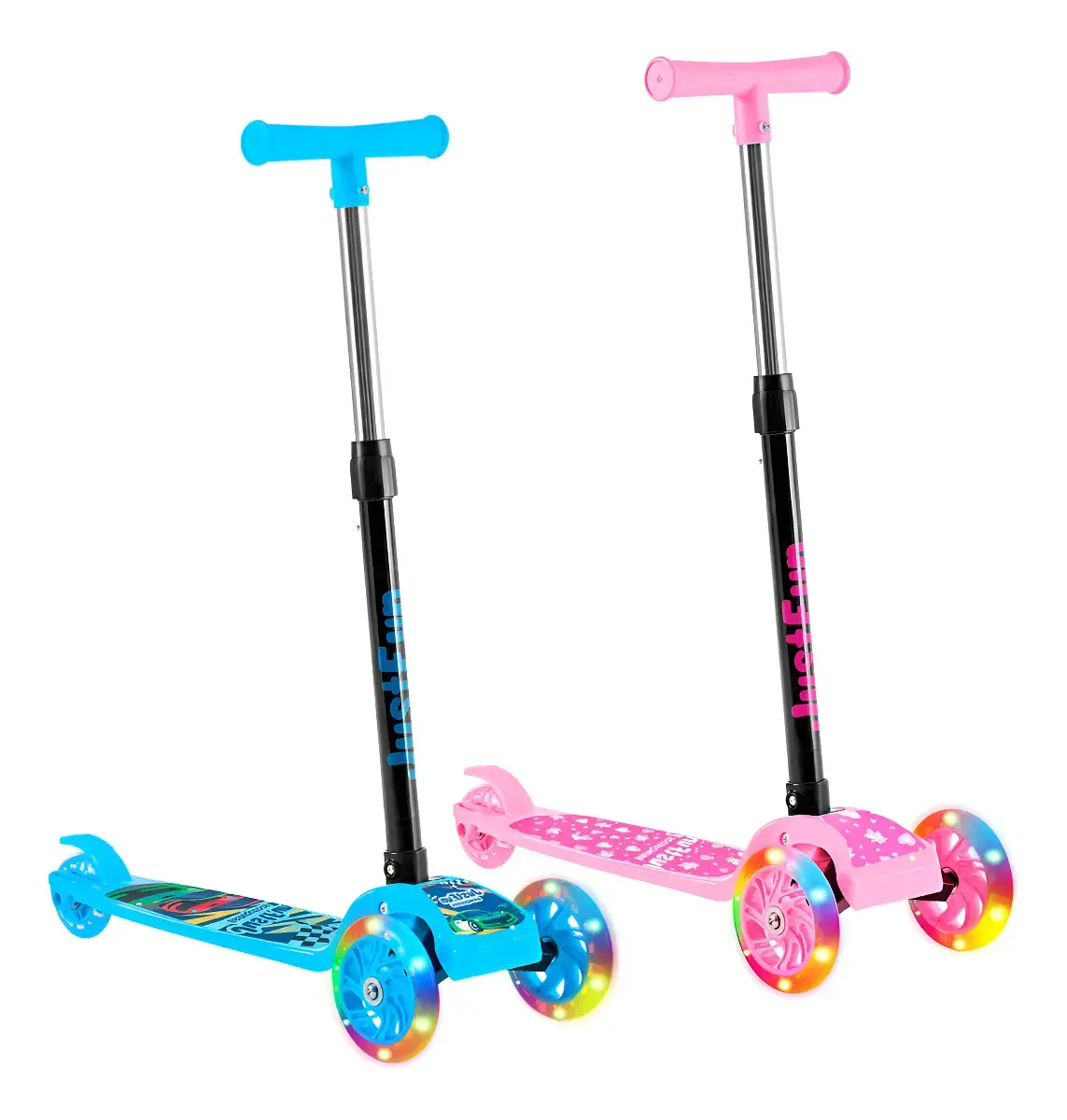 Patinete Infantil 3 Rodas De Led Dobrável Scooter Crianças Cor Rosa JustFun thumbnail 3