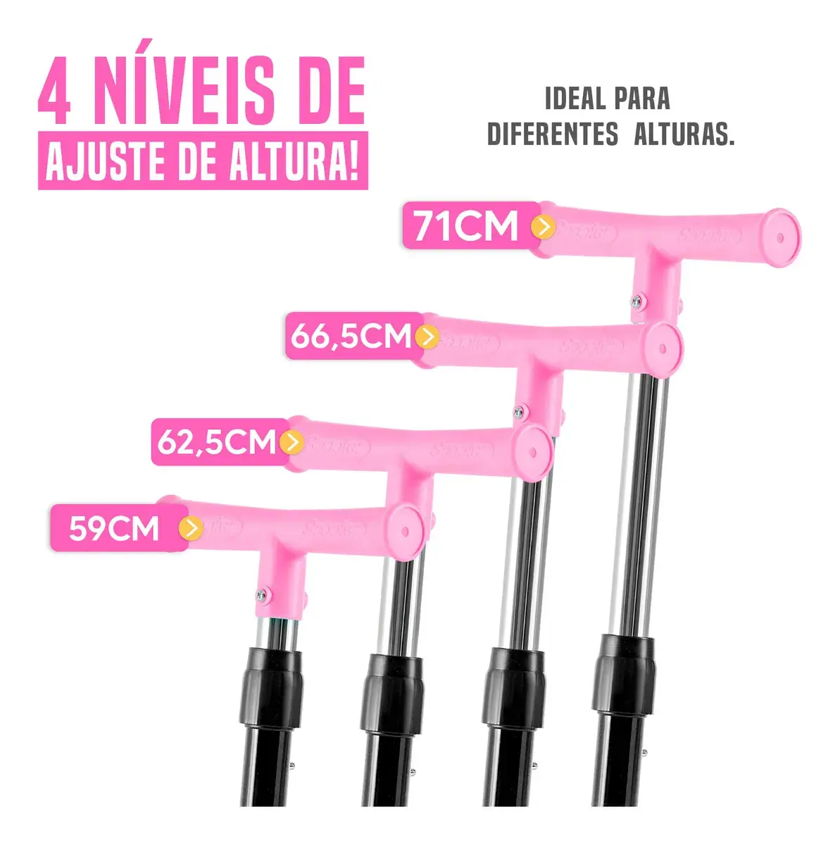 Patinete Infantil 3 Rodas De Led Dobrável Scooter Crianças Cor Rosa JustFun thumbnail 6