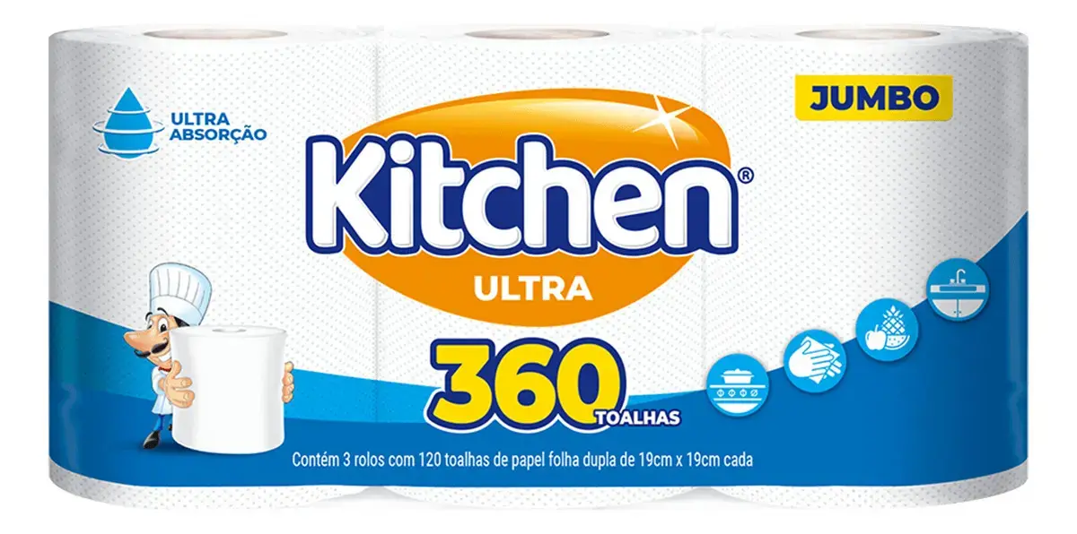 Toalha de Papel Jumbo Folha Dupla Kitchen 360 - 1