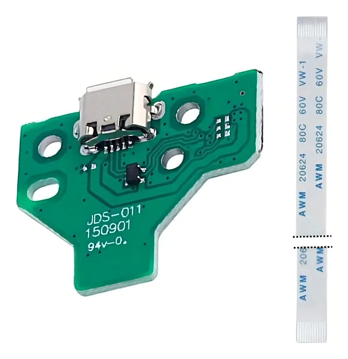 Placa Conector USB Controle PS4 JDS-011 com Cabo Flat 12 Pinos