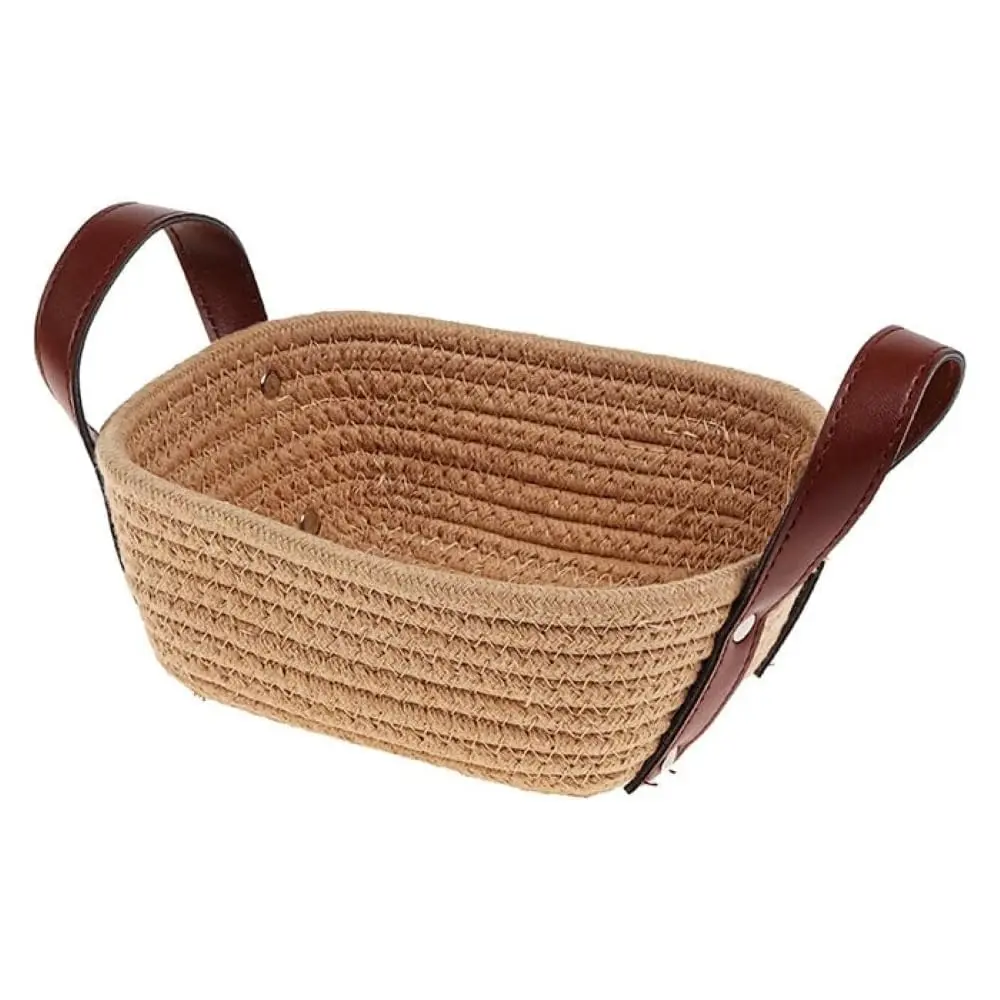Cesto Decorativo em Corda de Algodão Marrom Retangular | Medidas 21x17x8,2 cm