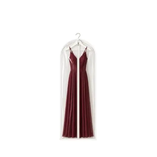 Capa Protetora Para Roupas Vestidos Closet 60x160 Com Zíper e Visor Cristal | TNT respirável, visor cristal transparente e zíper frontal, tamanho 60x160cm para vestidos longos e roupas delicadas