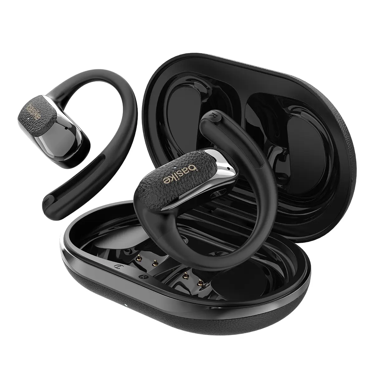 Fone de Ouvido Bluetooth OWS, Basike Fone Corrida para Fitness(Preto) | Bluetooth 5.4, Som Estéreo HD, Cancelamento de Ruído, Bateria de 24h, Compatível com Android/iOS/HarmonyOS