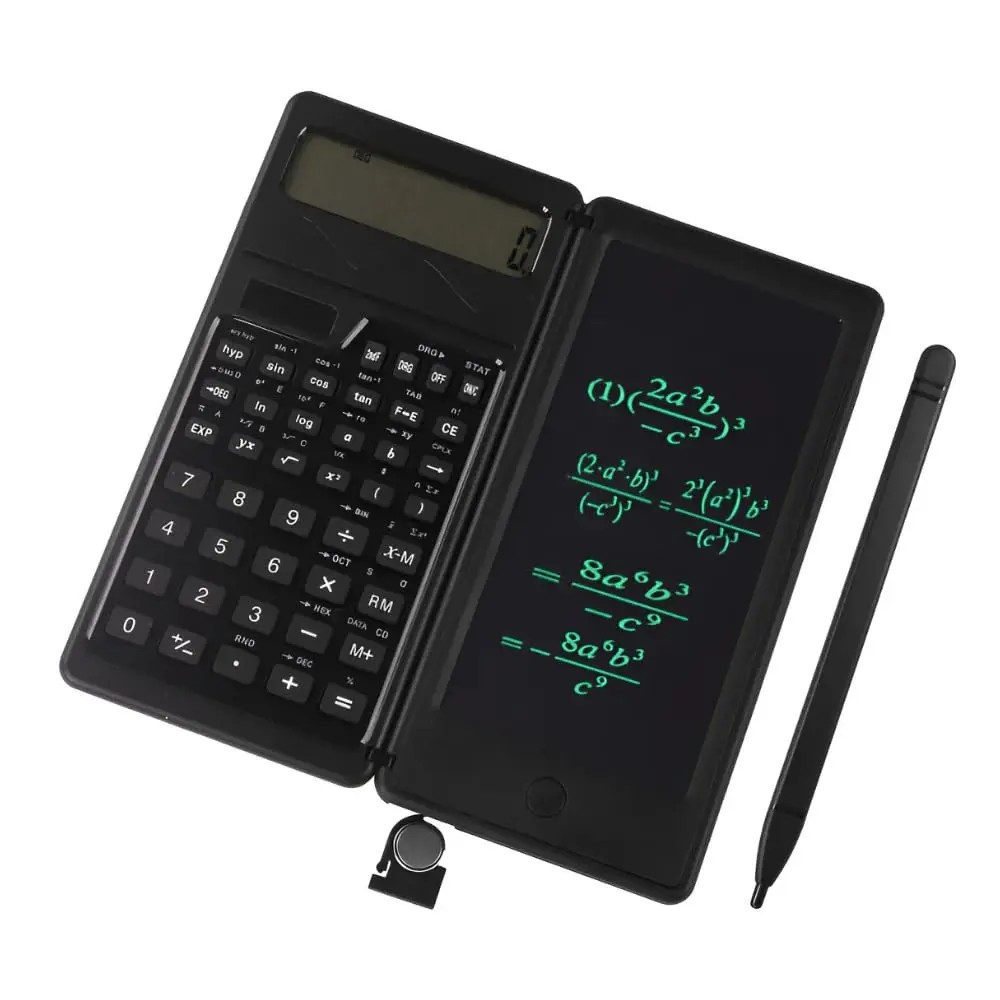 Calculadora Científica com Lousa Digital Bloco de Notas 240 Funções Preta 12 Dígitos Visor Duplo Tablet para Escrever Premium Engenharia - Acompanha Caneta
