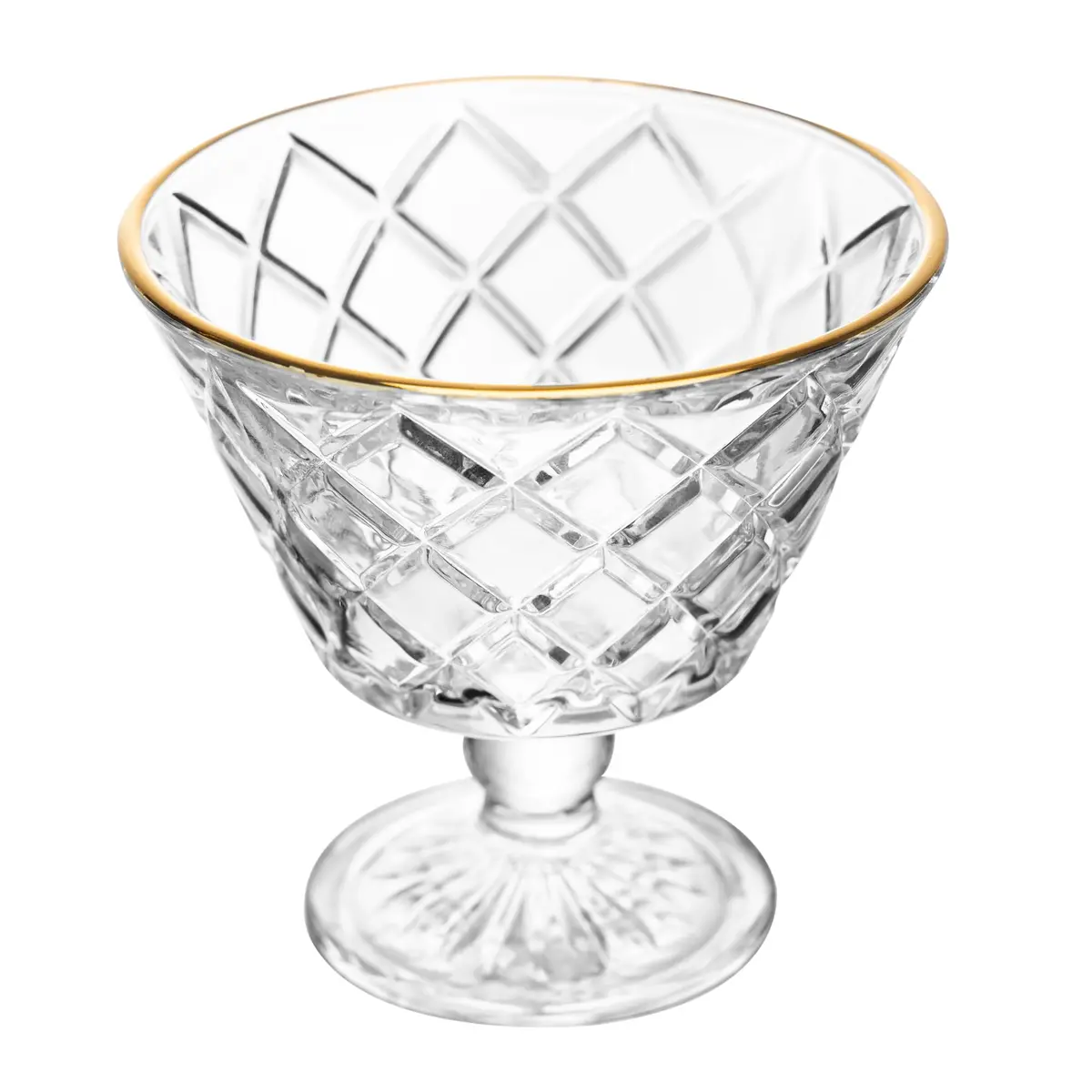 LYOR - Taça de Sorvete Diamante com Fio de Ouro 160ml Cristal Ecológico