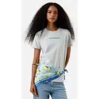 camiseta feminina de algodão brasil cinza
