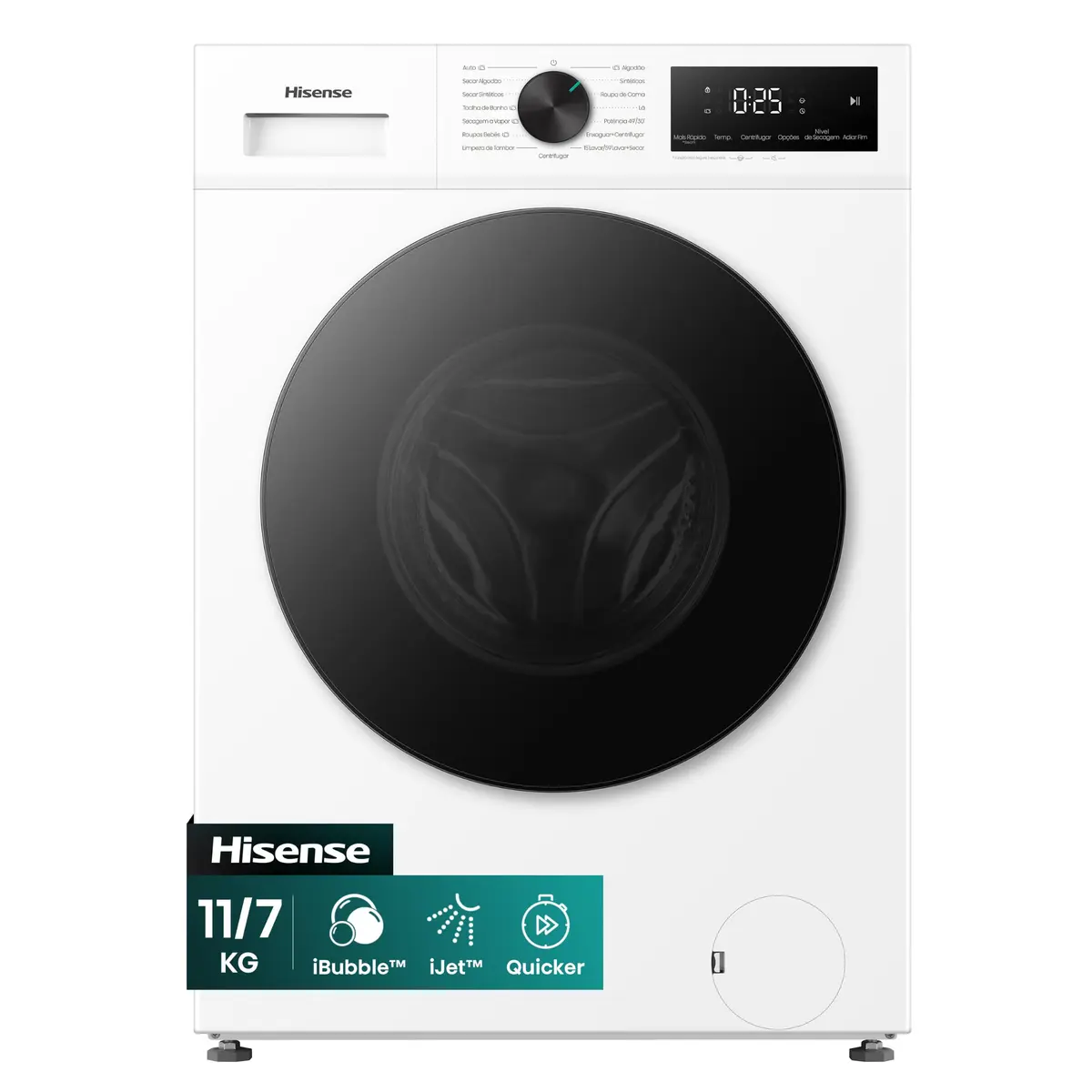 Lava e Seca Hisense 1i Branca 11kg/7kg 4 em 1 Steam Inverter Ciclo Rápido Economia de Água 127V WD1i1141BW1